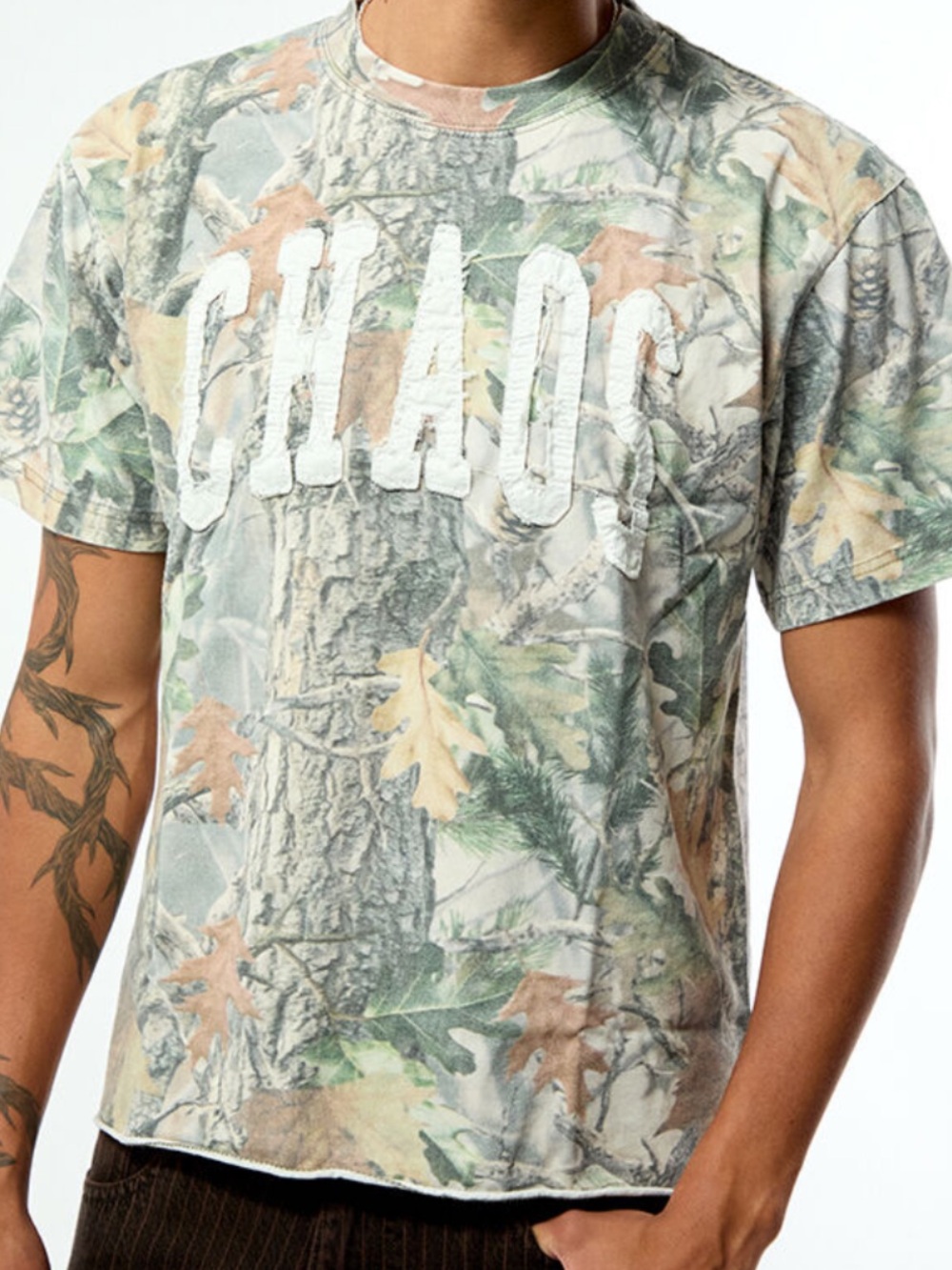 PacSun Woodland Camo Short Sleeve Tee - Green Tan Gray